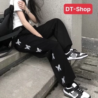 Quần Dài Ống Rộng Nữ họa tiết siêu hot - Jogger Nam Suông Rút Gấu Lưng Thun Có Túi Lớn Thể Thảo