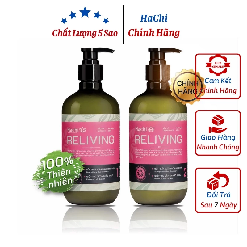 Dầu gội đầu cao cấp HACHI VIETNAM Reliving collagen 500g hồng ngăn ngừa gãy rụng, mọc tóc -Sét dầu gội xả Tinh chất bưởi