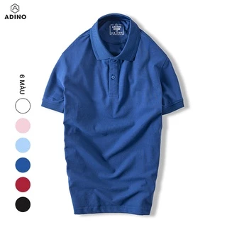 Áo polo nam ADINO màu xanh đậm phối viền chìm vải cotton co giãn dáng công sở slimfit hơi ôm trẻ trung AP83