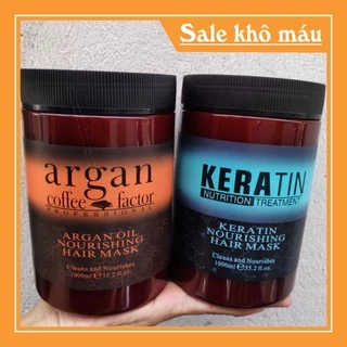 ( HCM ) HẤP TÓC ARGAN COFFE FACTOR - KERATIN PHỤC HỒI TÓC CHUYÊN SÂU 1000ML