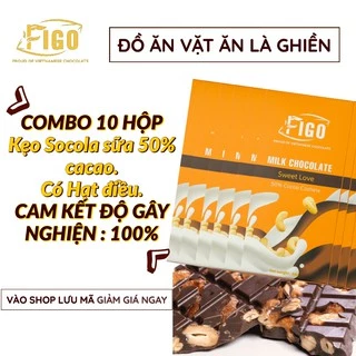 [ĐỒ ĂN VẶT NGON-CAM KẾT ĂN LÀ GHIỀN] COMBO 10 HỘP Kẹo socola sữa Hạt điều 50g FIGO