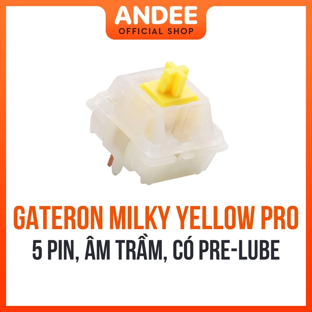 Gateron Milky Yellow Pro Switch bán lẻ công tắc phím cơ tuyến tính âm trầm 5 pin có lube sẵn