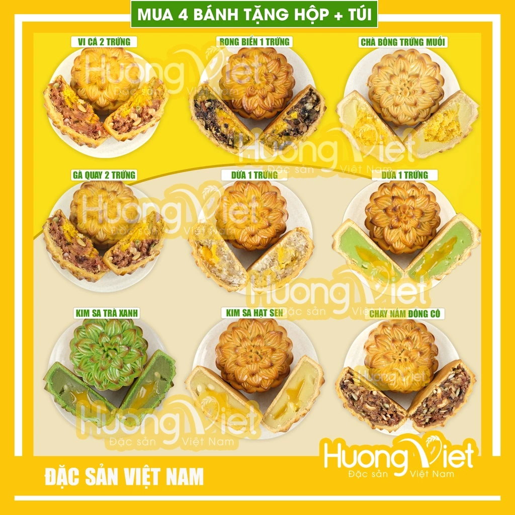 Bánh trung thu Tân Huê Viên Sóc Trăng, Đặc sản bánh trung thu gia truyền nhiều vị khác nhau 200g