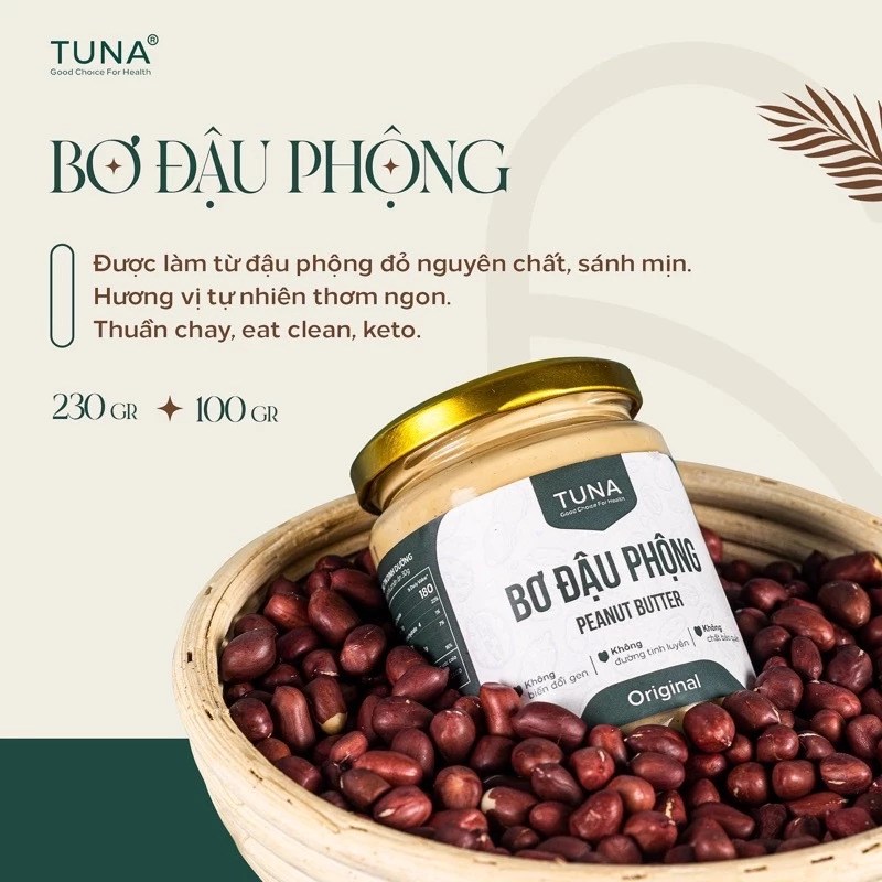 Bơ Đậu Phộng Nguyên Chất Không Đường Eat Clean Keto By Tuna