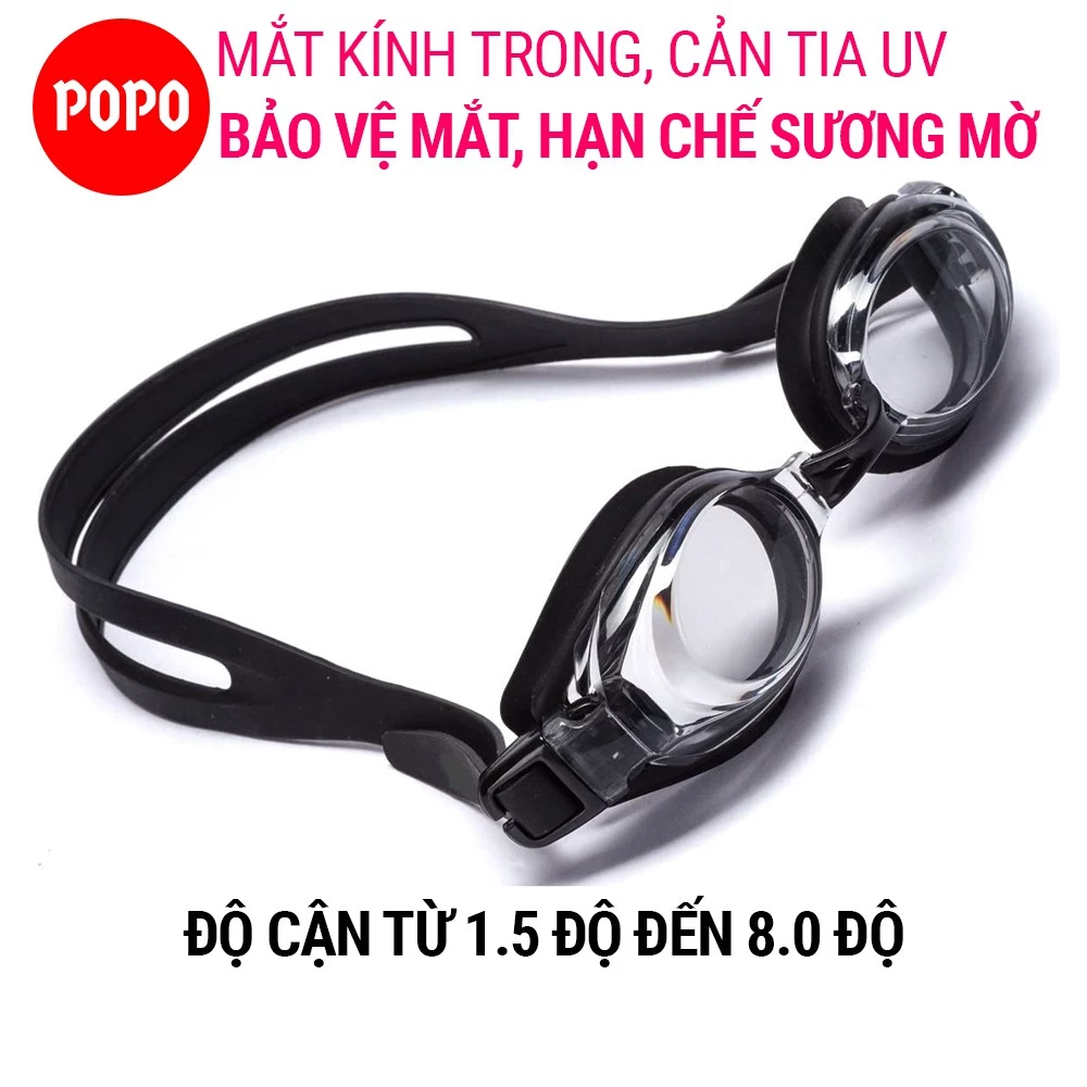Kính bơi cận người lớn 5100 POPO mắt trong từ 1.5 đến 8.0 độ chống nước, dây đeo có thể điều chỉnh