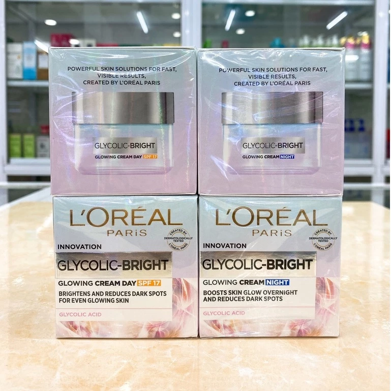 Kem Dưỡng L'Oreal Paris Sáng Mịn Mờ Thâm Nám Glycolic-Bright Glowing 50ml Chính Hãng Công Ty