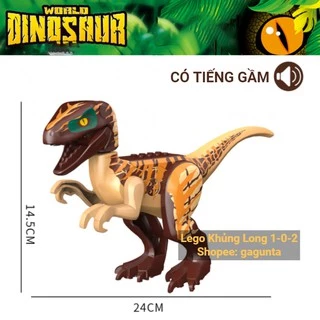 Đồ Chơi Khủng Long Raptor 2021 CÓ TIẾNG GẦM Phiên Bản Nâu Jurassic World Hãng Lele