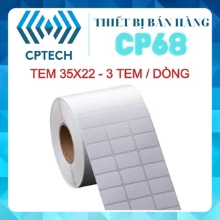 Giấy In Mã Vạch 3 Tem 35x22 mm In Nhiệt (Cuộn 30 Mét)