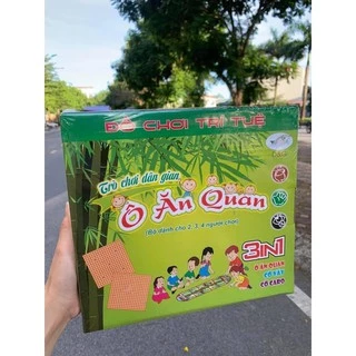 BỘ ĐỒ CHƠI DÂN GIAN Ô ĂN QUAN, CỜ VÂY, CỜ CARO 3 TRONG 1 CHO BÉ RÈN LUYỆN KỸ NĂNG