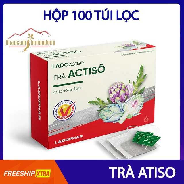 Trà Atiso Ladophar Hộp 100 túi lọc Đặc Sản Trà Actiso Đà Lạt món quà sức khỏe từ thiên nhiên Nhân Sâm Phương Đông nspd .