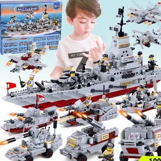 [1005 chi tiết] Bộ đồ chơi lắp ráp xếp hình tàu chiến hạm, tàu khu trục, thuyền bảo vệ trực thăng thuyền chiến WM836
