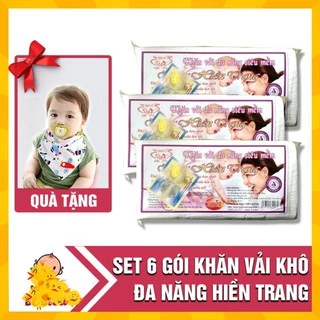 SET 6 GÓI Khăn vải khô đa năng Baby Hiền Trang Gói 220g kèm quà tặng