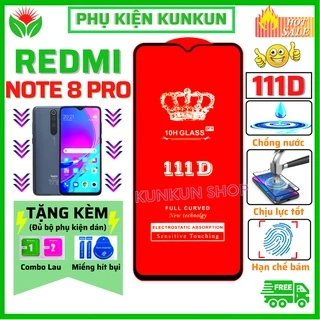 Kính cường lực Redmi Note 8 Pro - Dán Full màn hình 111D - Độ trong suốt cực cao - Chống bám vân tay tốt cho điện thoại