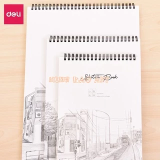 SỔ PHÁC THẢO 100GSM 80 TRANG LÒ XO KÉP NHIỀU KÍCH CỠ DELI SKETCHNOTE VẼ PHÁC HỌA, SKETCHPAPER, GIẤY MỊN TỰ NHIÊN-1 QUYỂN