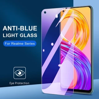 Chống Tia Sáng Xanh Kính Cường lực Bảo Vệ Màn Hình cho Realme 7 6 6i 5 5i 3 Pro C2 C3 C11 C12 C15 XT bảo vệ mắt Mặt trước Miếng dán màn hình