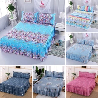 Váy ngủ Unimont Polyester Queen King Size Bedsheet Cadar Bed Cover (Không có vỏ gối)