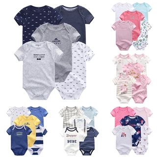 Bộ 5 Cái Áo Liền Quần Bằng cotton 100% Mềm Mại In Họa Tiết Hoạt Hình Dễ Thương Thời Trang Mùa Hè Cho Bé Sơ Sinh 100%