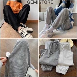 Quần Ống Rộng Jogger Chất Tổ Ong GEMISTORE, Quần Jogger Nữ Thể Thao Unisex Dày Dặn Phong Cách Ulzzang