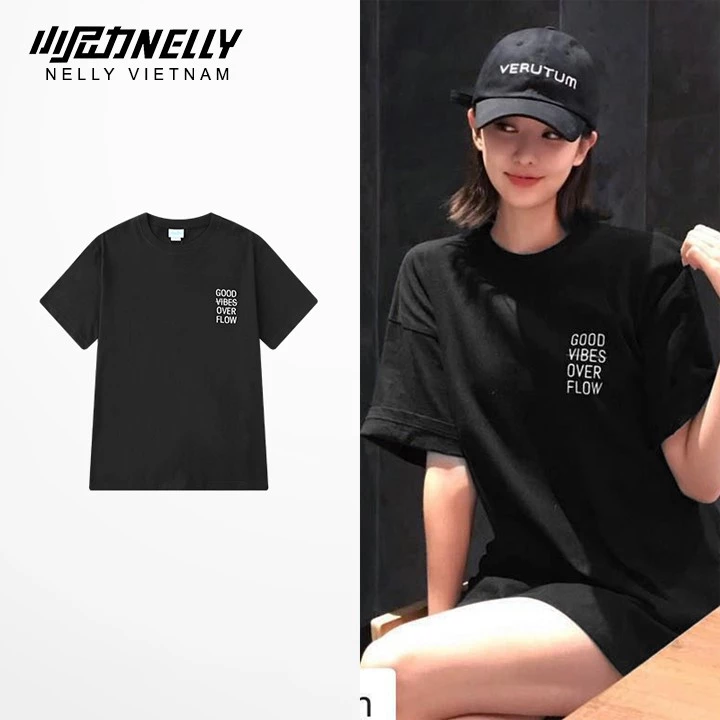 Áo thun NELLY Cotton 260gsm Premium - Good Viber Over Flow Tay Lỡ Form Rộng Nam Nữ