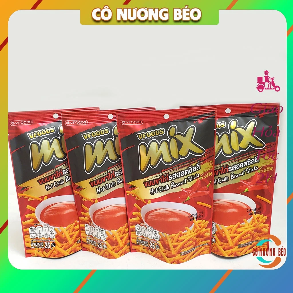 Snack tăm cay Mix bim bim que cay vfood vị ớt cay Thái Lan gói 60g - ăn vặt cô nương béo