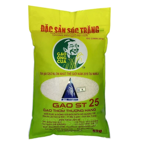 ST25 - GẠO ST25 CHÚ HỒ QUANG CUA- GẠO NGON NHẤT THẾ GIỚI NĂM 2019 - TÚI 5KG