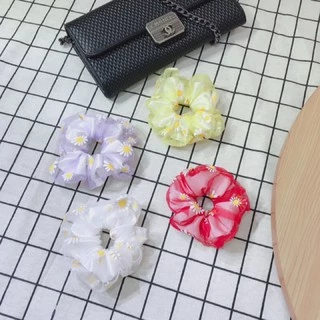 Dây cột tóc 2 lớp lưới hoa cúc - scrunchies hot trend