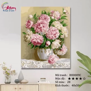 Tranh số hoá Gam Hoa mẫu đơn có sẵn khung 40x50cm BH0009C