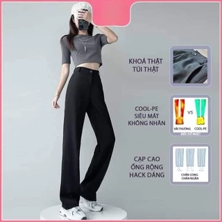 Quần ống rộng.Quần xuông lưng cao dáng dài culottes khoá trước dài 100cm