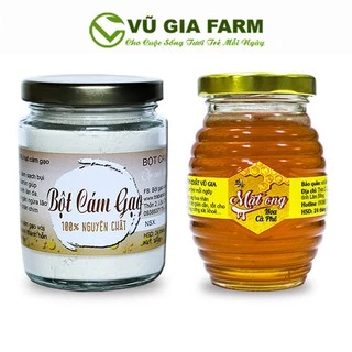 Combo Bột Cám Gạo + Mật Ong Hoa Cà Phê - Nguyên Chất Vũ Gia (100ml/gr/hũ)