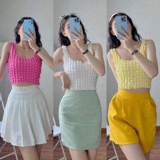 [Ảnh thật] Áo thun nữ form 3 lỗ Croptop - Chất Thun xốp đang TOP TRENDS 2022 - 7 Màu nha chị em