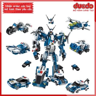 ENLIGHTEN Qman 1407 Lắp ghép Robot Biến Hình 6 in 1 - Transformers Police - Đồ chơi Xếp hình Mô hình Minifigures Mini