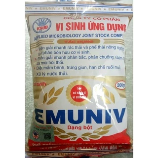 Men Vi Sinh EMUNIV Dùng Để Ủ Rác Thải Hữu Cơ, Đậu Nành, Phân Cá Làm Phân Bón Gói 200 Gram