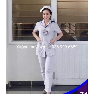 [GIÁ SỈ] Áo blouse có viền thực tập - Áo y tá, điều dưỡng có viền, cầu vai - nam nữ cộc tay