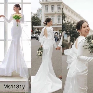 ĐẦM CƯỚI BODY ĐUÔI CÁ KHOÉT LƯNG KẾT NƠ ( full size S/M/L/Xl ) (ẢNH & VIDEO DO CHỦ SHOP TỤWJ CHỤP 10000%)