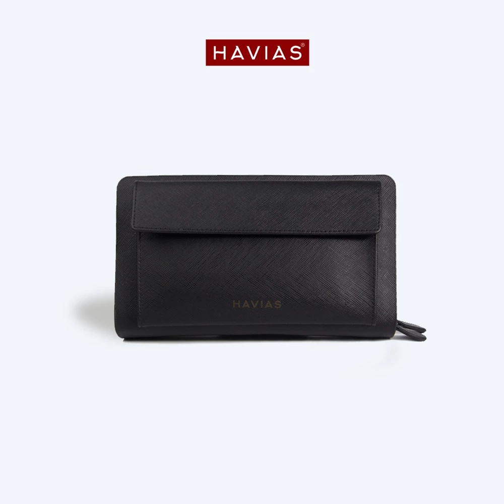 Clutch Da thật 2 khóa Handle HAVIAS