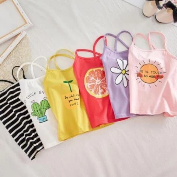 COMBO 3 ÁO 2 DÂY COTTON THUN LẠNH MINKYMOM CHO BÉ GÁI