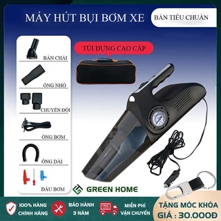 Máy hút bụi oto đa năng, máy hút bụi cầm tay, bơm hơi và kiểm tra áp suất lốp, lực hút khỏe - Bảo hành 2 năm