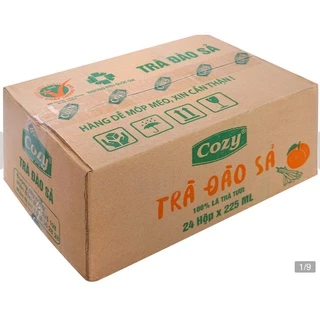 THÙNG 24 HỘP (6 LỐC) TRÀ COZY 225ML VẢI/ ĐÀO SẢ/ TẮC MẬT ONG (24 hộp x 225ml)