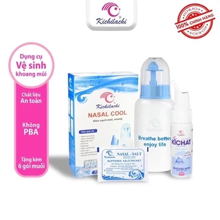 Bình Rửa Mũi Nasal Cool Kichilachi 250ml Vệ Sinh Mũi Cho Bé Tặng Kèm Bình Xịt Kichat 70ml