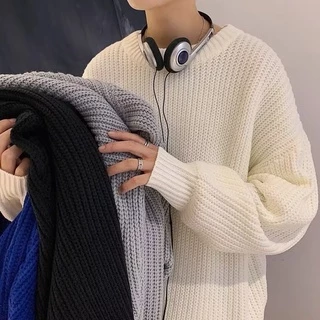 Áo Sweater Nam Cổ Tròn Dáng Rộng Màu Trơn Thời Trang Trẻ Trung Cho Nam Nữ áo len nữ form rộng áo len len nam hàn quốc áo sweater unisex