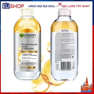 Nước tẩy trang Garnier Micellar với dầu (Trộn cùng dầu tẩy trang giúp làm sạch hơn với cả lớp trang điểm dầy)  Lọ 400ml