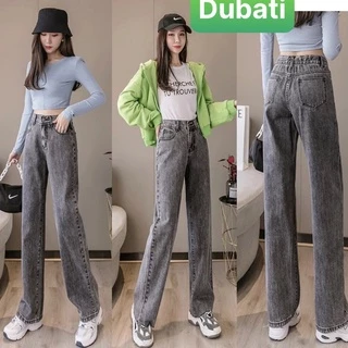 QUẦN BAGGY JEAN NỮ CHẤT BÒ ĐEN XÁM XANH ỐNG SUÔNG RỘNG DÀI LƯNG CAO NÂNG MÔNG PHONG CÁCH CAO CẤP MỚI - DUBATI FASHION