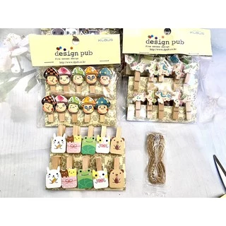 Set 3 vỉ kẹp gỗ hình khác nhau