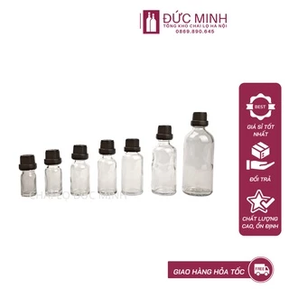 Lọ đựng chiết tinh dầu thủy tinh nắp nhựa đen nhỏ giọt dung tích 5ml/10ml/15ml/20ml/30ml/50ml/100ml [Giá sỉ/Lẻ]