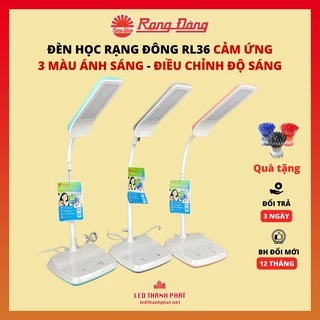 Đèn học để bàn Rạng Đông RL36 cảm ứng 4 màu ánh sáng 3 mức độ sáng bóng led 6W , Đèn đọc sách chống cận bảo vệ thị lực