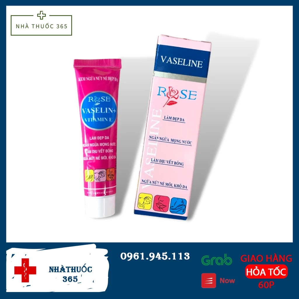 Vaseline Sáp vaselin dưỡng môi, ngăn nẻ môi, khô môi, da làm đẹp da, làm dịu vết bỏng Tuýp 10g