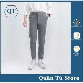 Quần tây âu nam màu xám nhạt chất vải cotton co giãn nhẹ siêu thoải mái, mát mịn,form hàn quốc cực tôn dáng