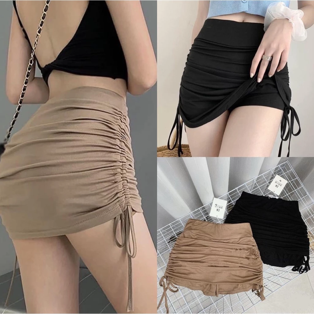 Chân váy rút dây ngắn váy body thời trang chất liệu thun co giãn cao cấp,Loại 1_2 Màu_ Phuongshop1812👗[Ảnh-Viddeo thật 💯