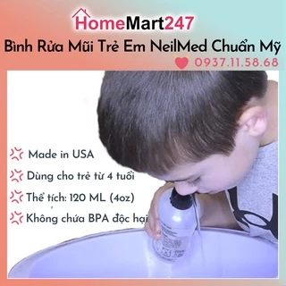 BÌNH RỬA MŨI TRẺ EM NEILMED SINUS RINSE CHÍNH HÃNG MỸ 120ML và gói muối vàng (Hàng tách lẻ)