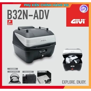 Thùng sau Givi B32N-ADV hệ thống khóa Monolock dung tích 32 lít chính hãng kèm tựa lưng lưới ràng và đế gắn thùng